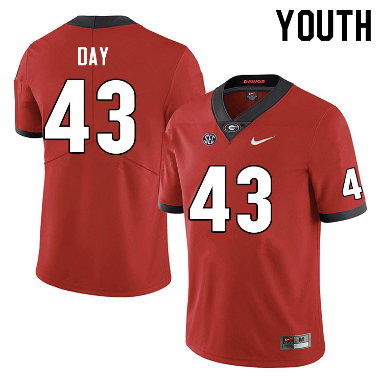 Georgia Bulldogs Youth Davis Day #43 Red Anniversary Stitched College UGA Football Jersey 23HT011PK